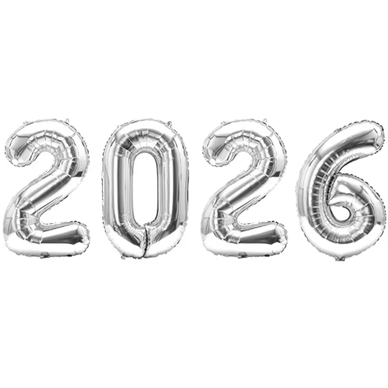 16Inch 2026 Happy New Year Foil Balloons Christmas New Year Party Decoration Festival Party Supplies Photo Props Home Decor