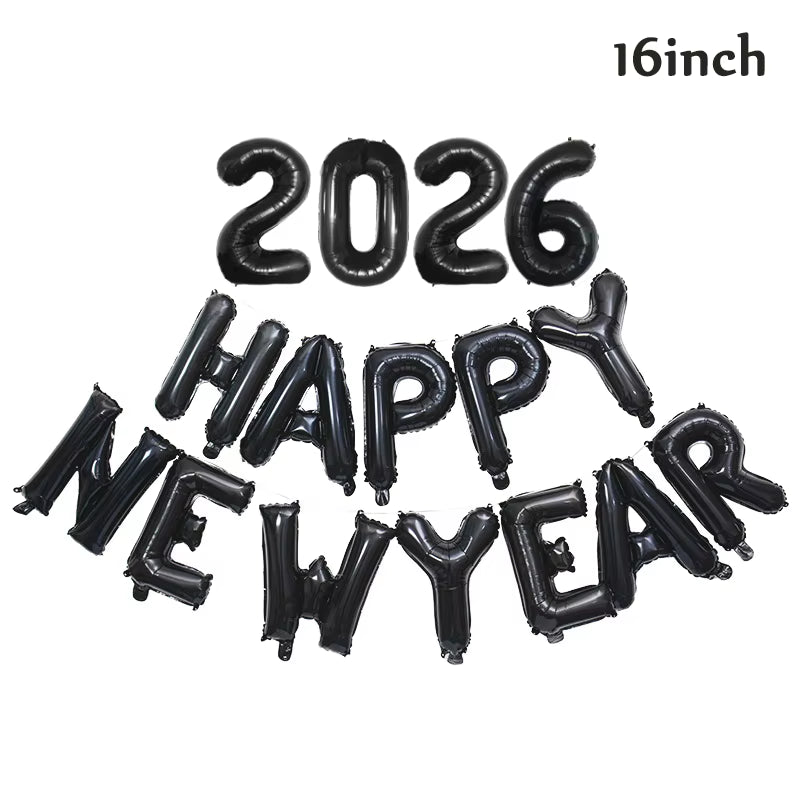 16Inch 2026 Happy New Year Foil Balloons Christmas New Year Party Decoration Festival Party Supplies Photo Props Home Decor