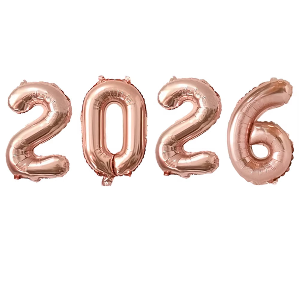 16Inch 2026 Happy New Year Foil Balloons Christmas New Year Party Decoration Festival Party Supplies Photo Props Home Decor