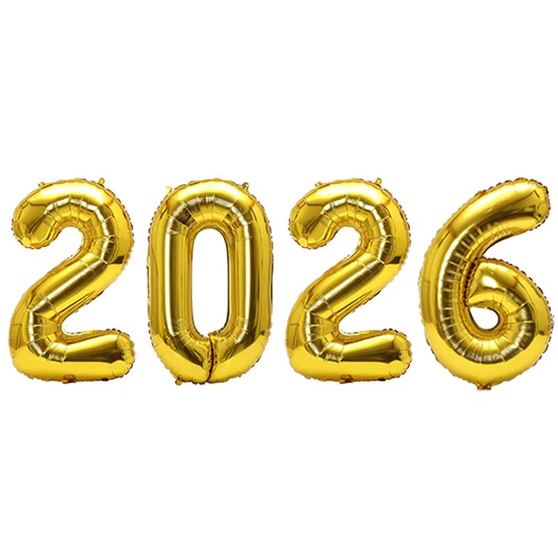 16Inch 2026 Happy New Year Foil Balloons Christmas New Year Party Decoration Festival Party Supplies Photo Props Home Decor