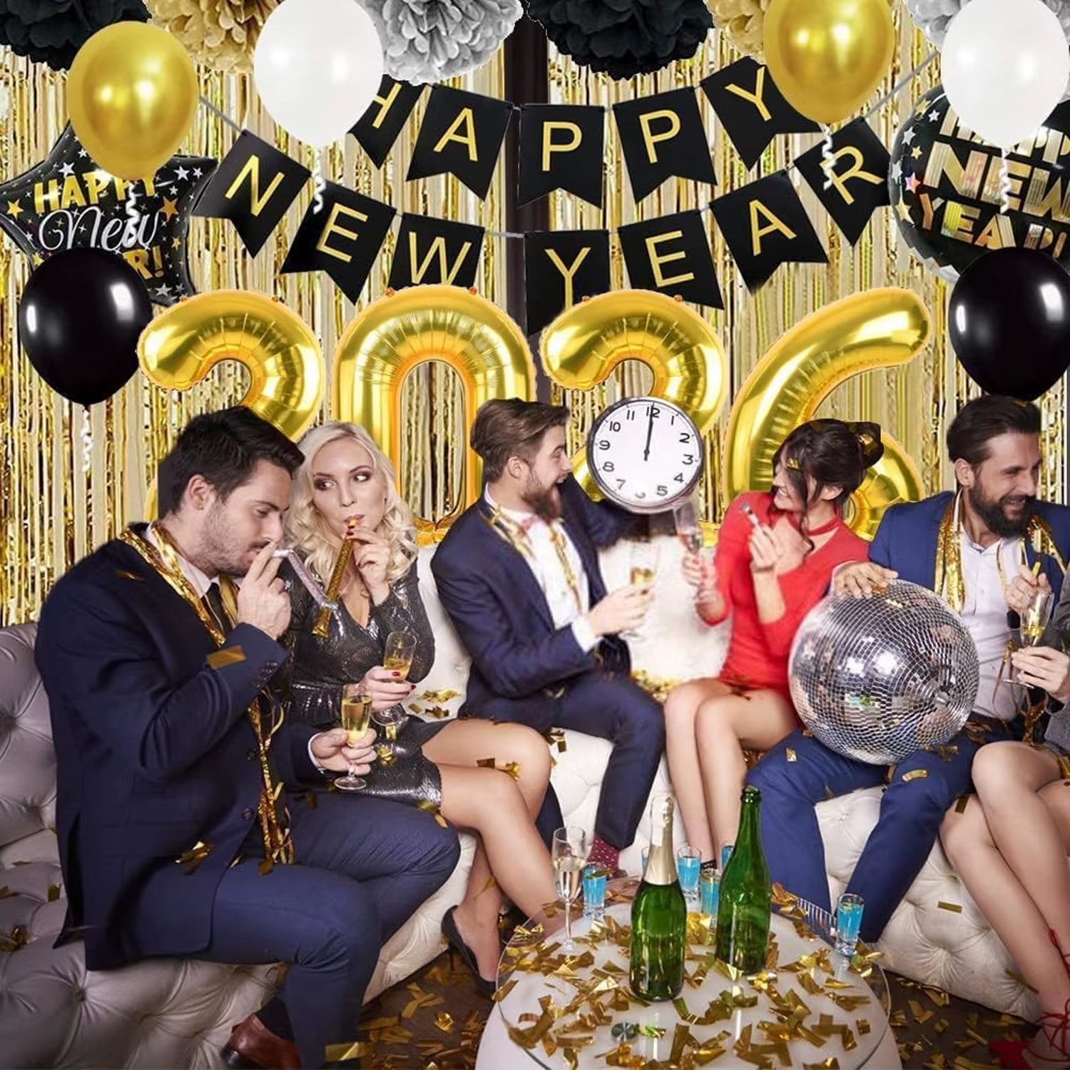 1Set 30Inch 2026 New Year Decorations Balloons New Years Eve Party Supplies Happy New Year Banner Perfect for New Year Decor